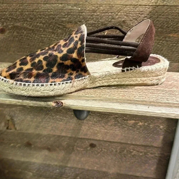 Picon Calf-Hair Leopard Print Espadrille Sandals Womens Size 9 - Picture 2 of 7